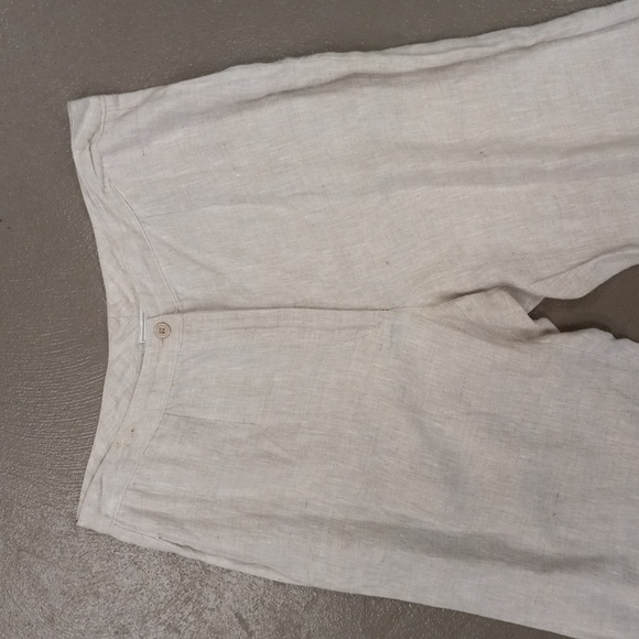 **VINTAGE**CRISTIAN TRAPANI OATMEAL COLORED 100% LINEN CAPRIS WITH POCKETS - Picture 3 of 16